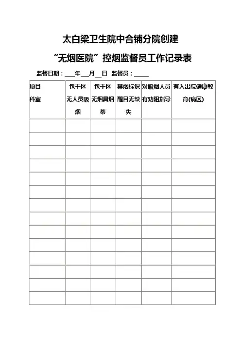 控烟巡查员工作记录表