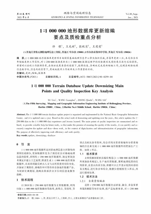 1∶1000000地形数据库更新缩编要点及质检重点分析