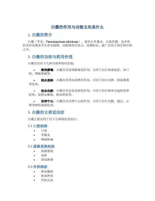 白薇的作用与功能主治是什么