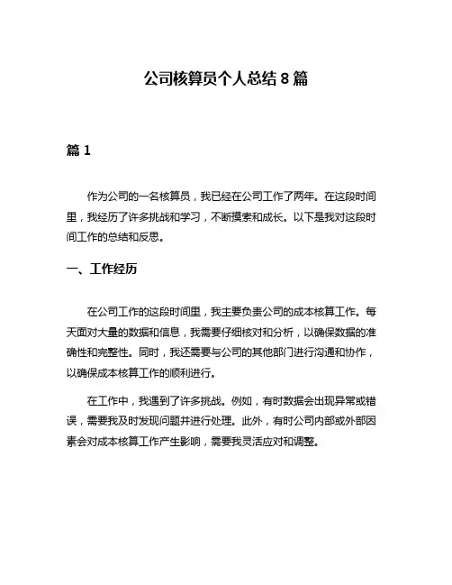 公司核算员个人总结8篇