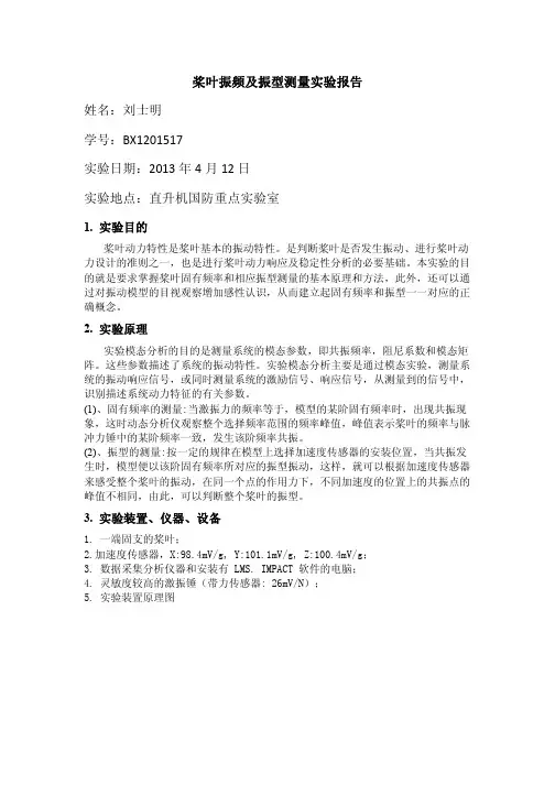 桨叶振频及振型测量实验报告