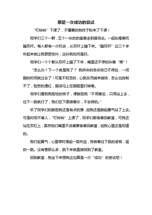 六年级作文：那是一次成功的尝试作文400字