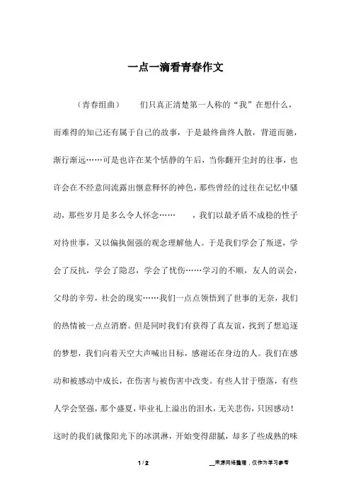 一点一滴看青春作文_高三作文