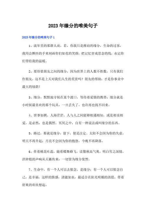 2023年缘分的唯美句子