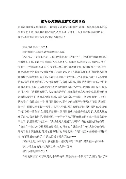 描写沙滩的高三作文范例5篇