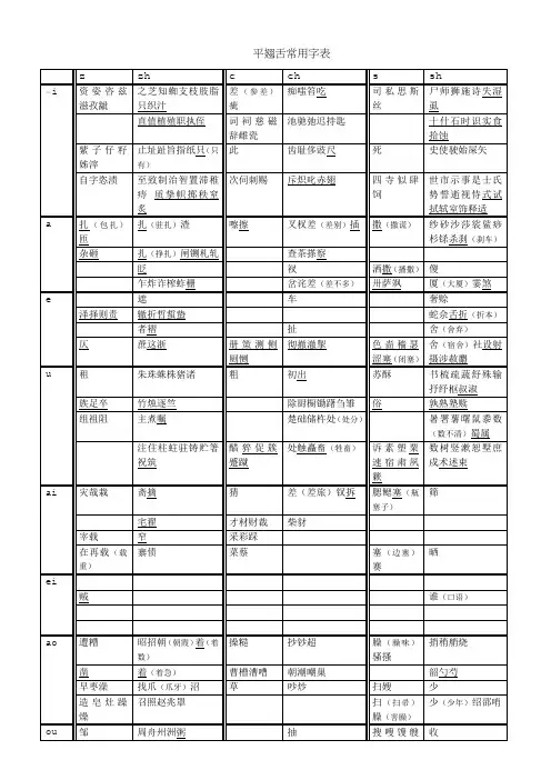 平翘舌常用字速查表