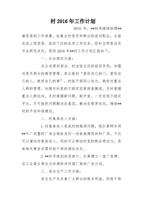 村2016年工作计划_0