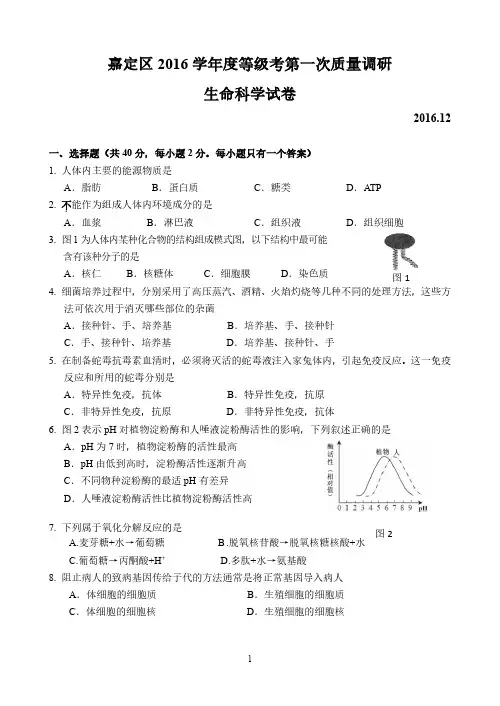 2017年高三生物一模试卷