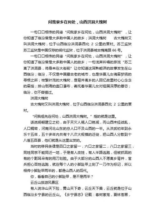 问我家乡在何处，山西洪洞大槐树