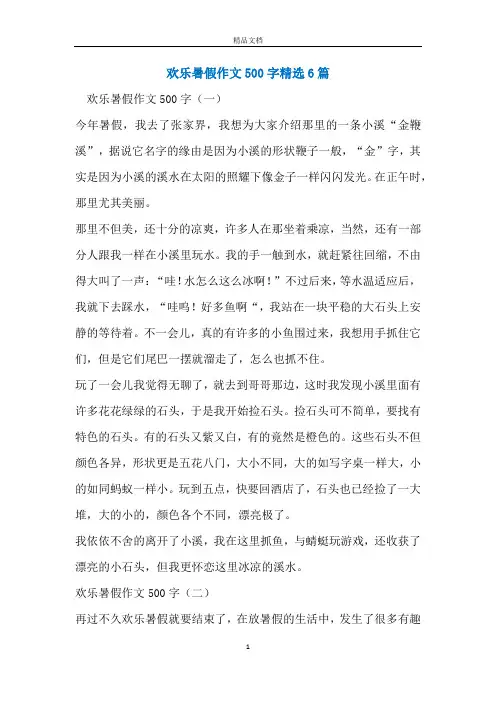 欢乐暑假作文500字精选6篇