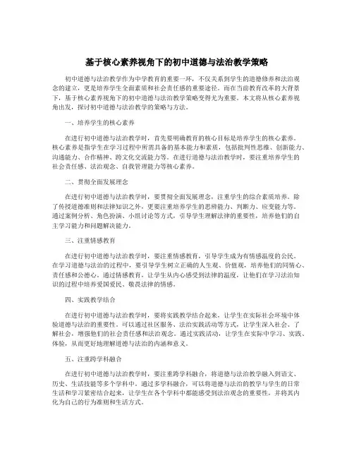 基于核心素养视角下的初中道德与法治教学策略