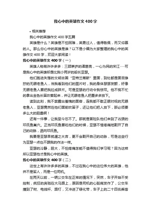 我心中的英雄作文400字