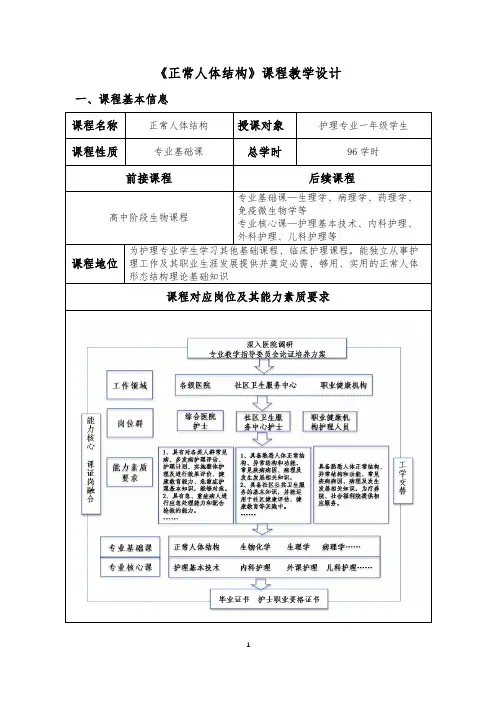 正常人体结构课程教学设计.pdf