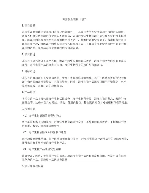 海洋创业项目计划书