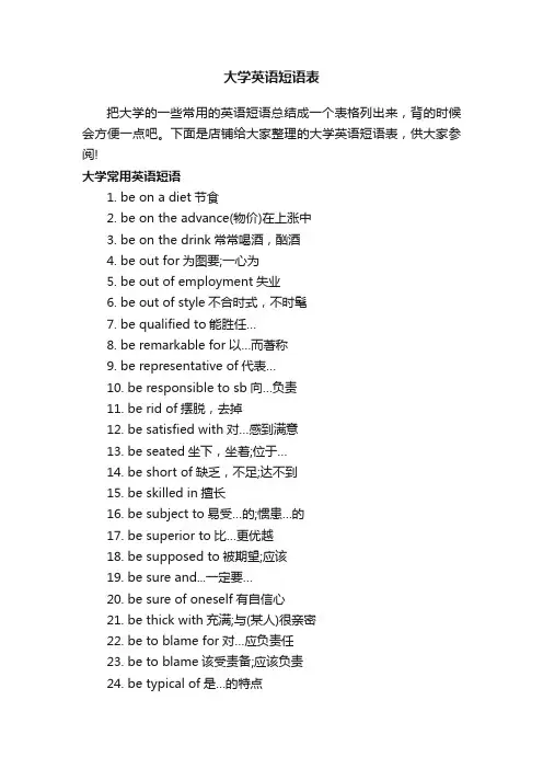 大学英语短语表