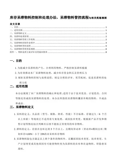 呆滞物料控制和处理办法,呆滞物料管控流程与奖惩规定