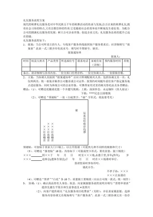 殡仪馆礼仪服务流程方案