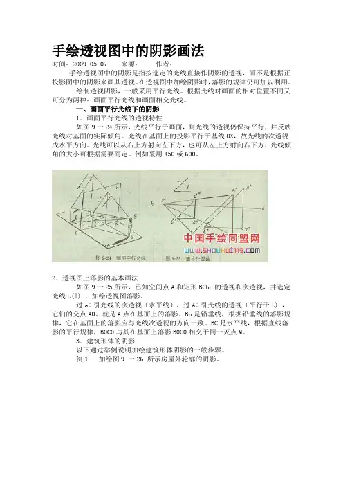 手绘透视图中的阴影画法
