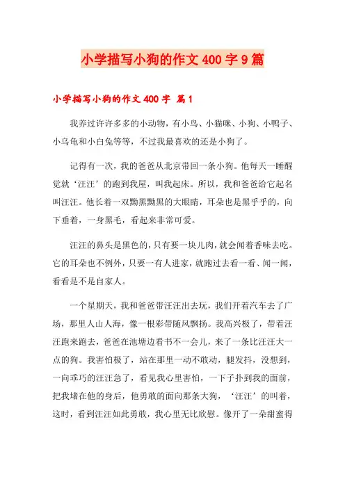 小学描写小狗的作文400字9篇
