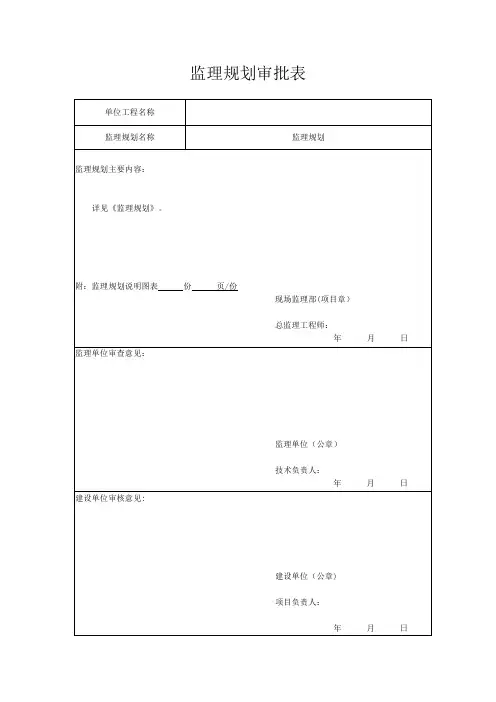 监理规划、实施细则审批表