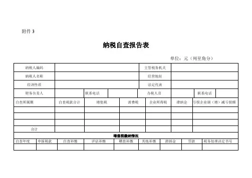 纳税自查报告表