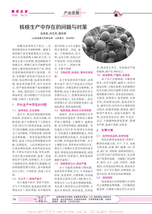 核桃生产中存在的问题与对策