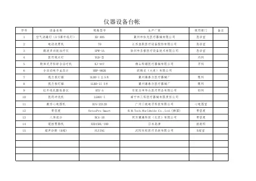 仪器设备台帐