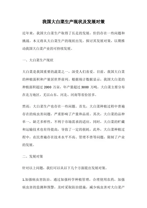 我国大白菜生产现状及发展对策