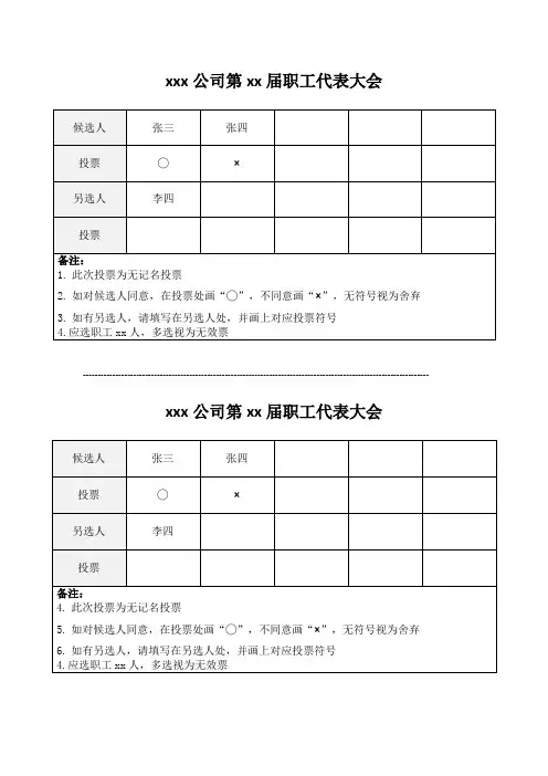 公司第xx届职工代表大会(一式两份)