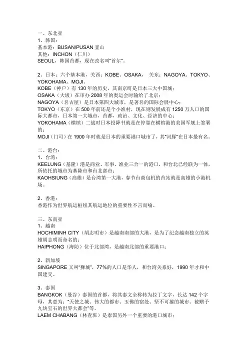 货代常用基本港