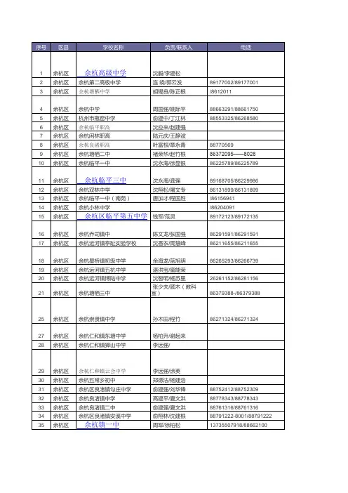 杭州学校名录
