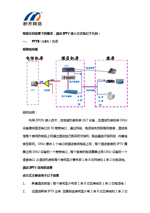 酒店IPTV接入方式分享
