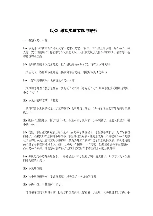 《水》课堂实录节选与评析