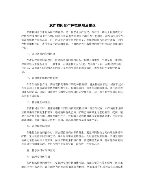 农作物间套作种植原则及建议