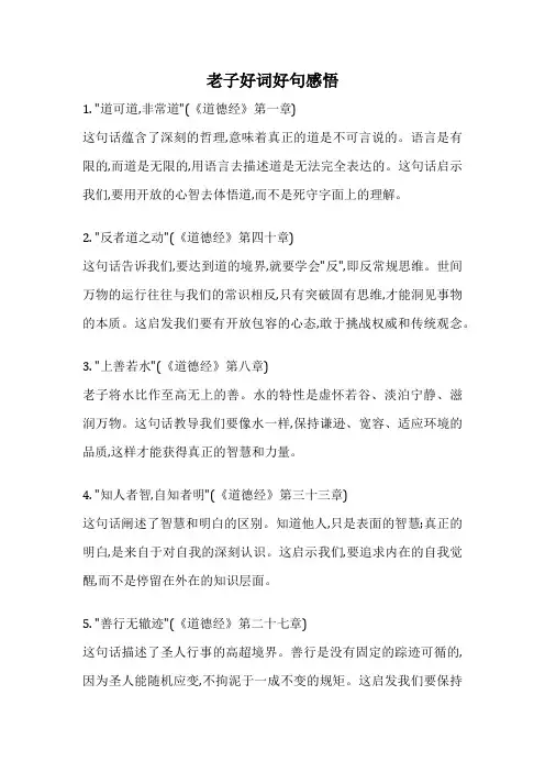老子好词好句感悟