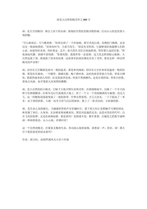 雨是大自然的精灵作文600字