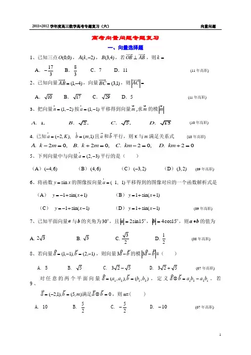高考向量问题专题复习