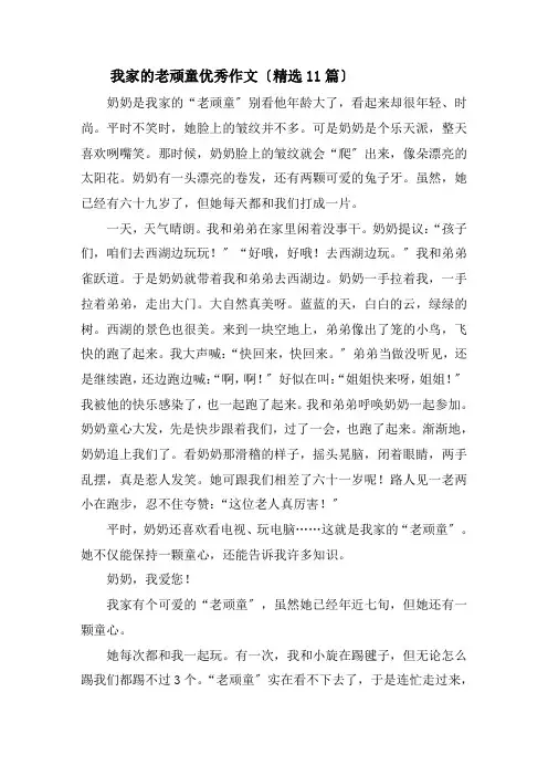 我家的老顽童优秀作文精选