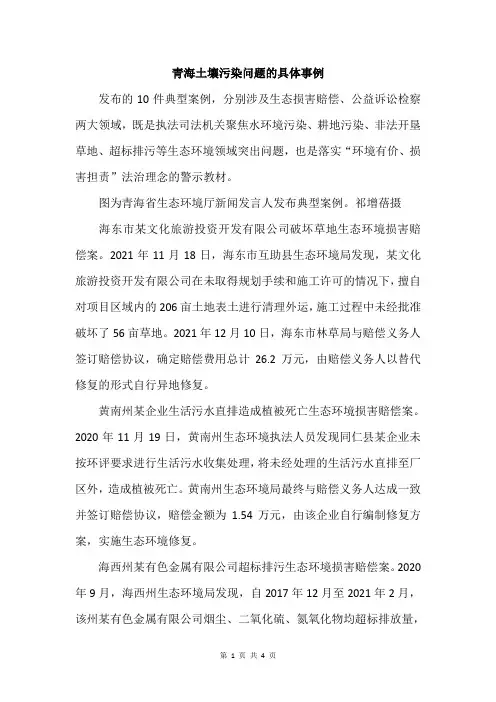 青海土壤污染问题的具体事例