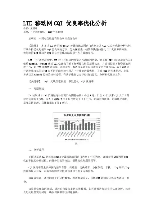 LTE 移动网CQI 优良率优化分析