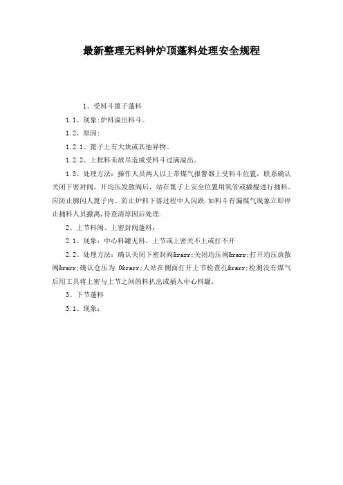 最新整理无料钟炉顶蓬料处理安全规程.docx