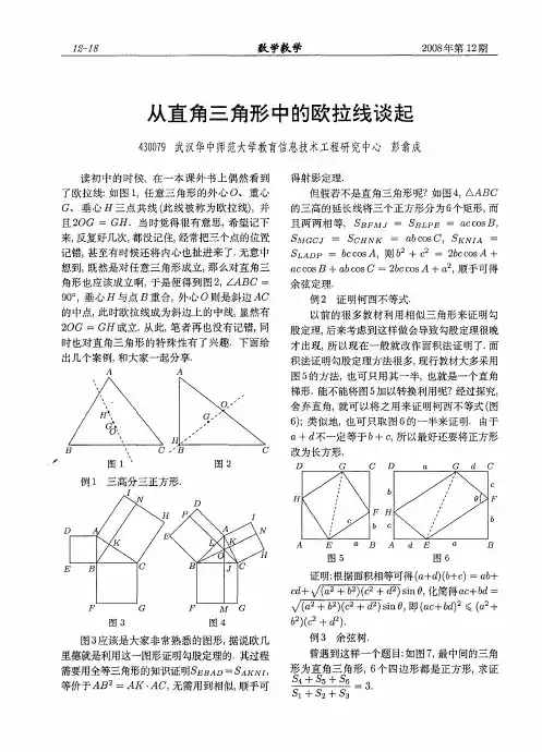 从直角三角形中的欧拉线谈起