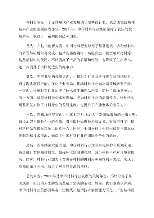 2024年中国材料行业年度发展报告
