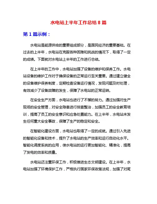水电站上半年工作总结8篇