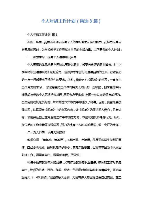 个人年初工作计划(精选3篇)