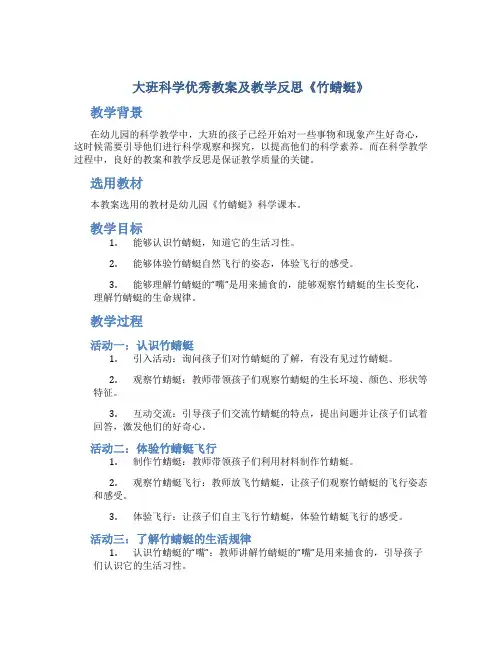 大班科学优秀教案及教学反思《竹蜻蜓》