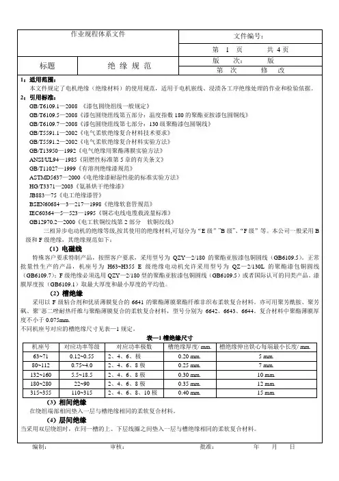 电机绝缘规范