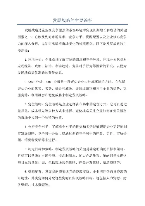 发展战略的主要途径