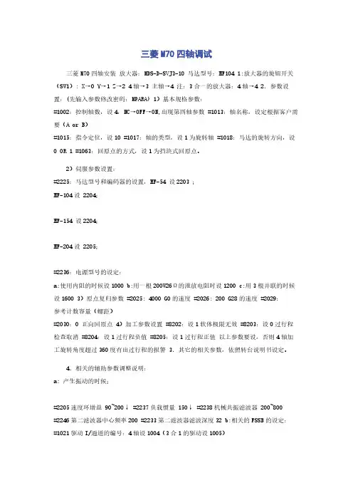 三菱M70四轴调试
