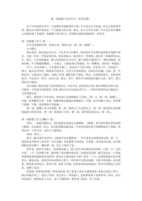 那一刻我懂了初中作文(优秀3篇)